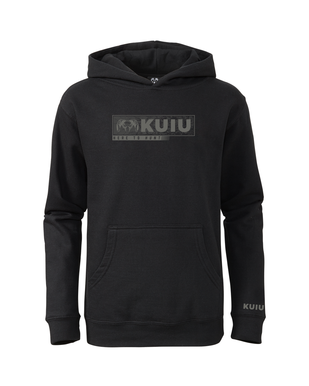 24951-KUIU-Youth-Here-To-Hunt-Gritstone-Logo-Hoodie-BL-FrontMannequin-2026_1000x